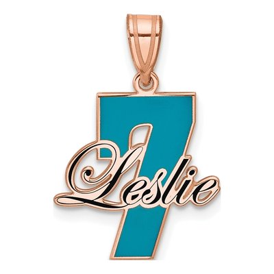 14K Rose Gold Personalized Name Number Pendant – view 4