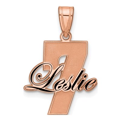 14K Rose Gold Personalized Name Number Pendant