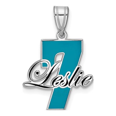 14K White Gold Personalized Name Number Pendant – view 4
