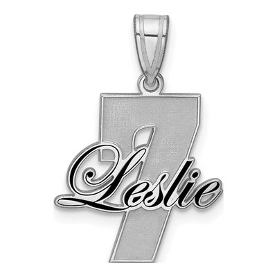14K White Gold Personalized Name Number Pendant