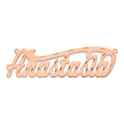 14K Rose Gold Diamond-Cut Name Plate Pendant – view 5
