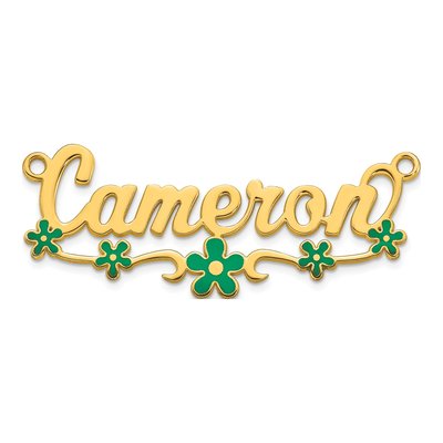 Gold-Plated Sterling Silver Personalized Flower Name Plate Pendant – view 4