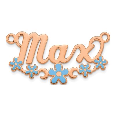 Rose Gold-Plated Sterling Silver Personalized Name Plate Flower Pendant – view 2