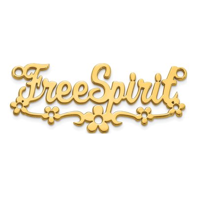 Gold-Plated Sterling Silver Personalized Flower Name Plate Pendant – view 3