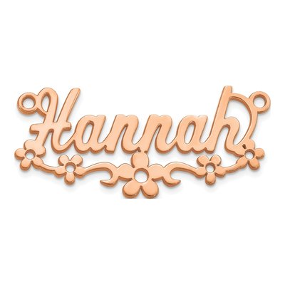 14K Rose Gold Personalized Flower Name Plate Pendant