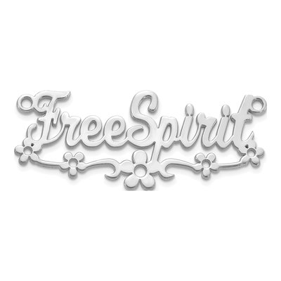 Sterling Silver Personalized Flower Name Plate Pendant – view 3