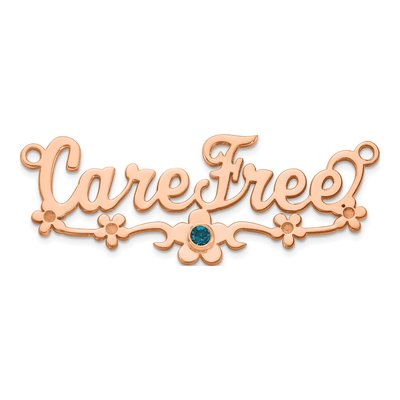 Rose Gold-Plated Sterling Silver Personalized Birthstone Flower Name Plate Pendant – view 4