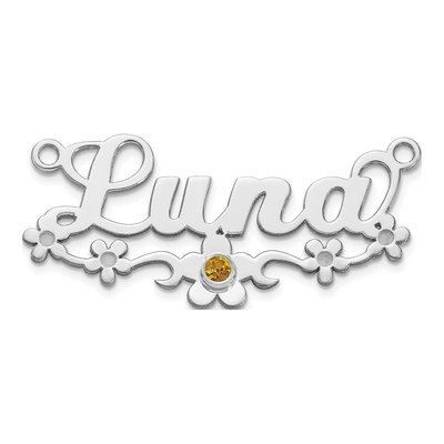 14K White Gold Personalized Birthstone Flower Pendant
