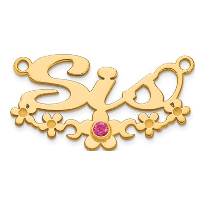 14K Yellow Gold Personalized Birthstone Name Plate Pendant – view 2
