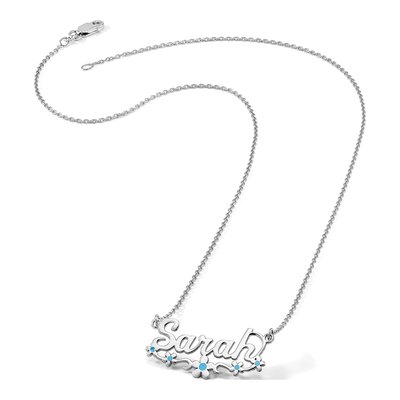 Sterling Silver Personalized Flower Name Plate Pendant – view 6