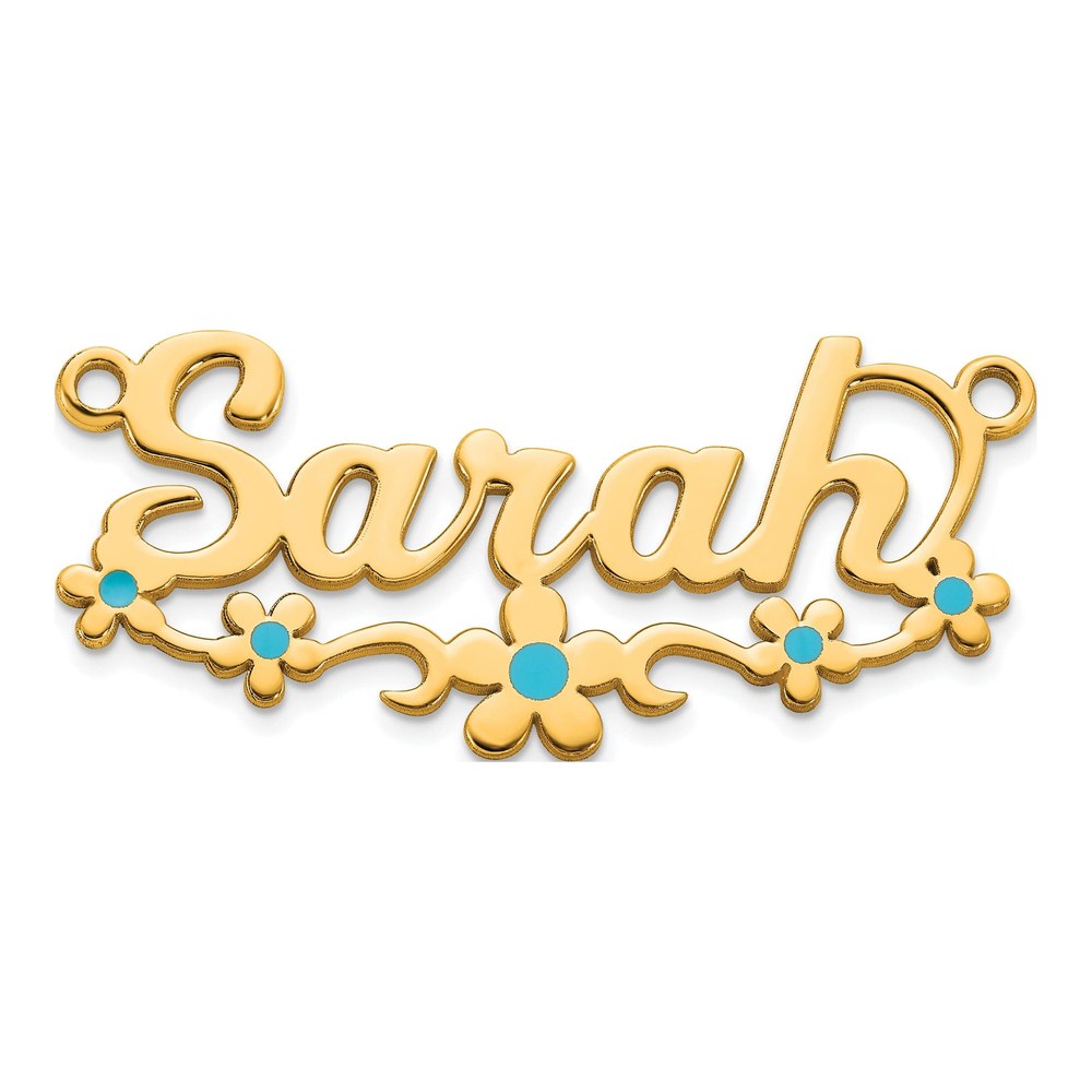 14K Yellow Gold Epoxy Flower Name Plate