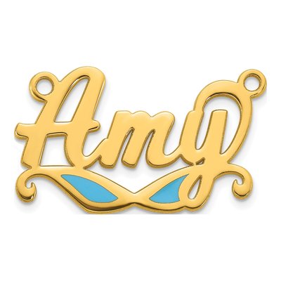 14K Yellow Gold Personalized Sunglass Name Plate Pendant – view 2