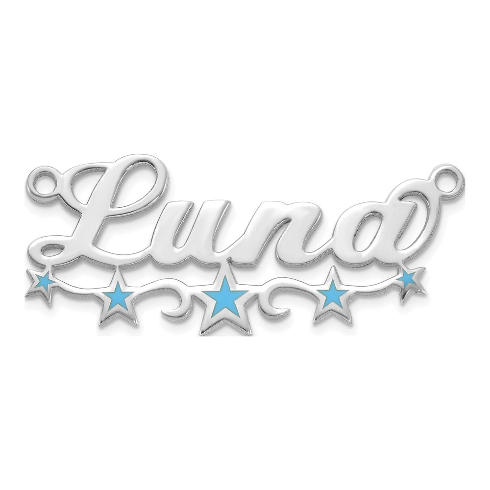 Sterling Silver/rhodium-Plated Epoxy Stars Name Plate