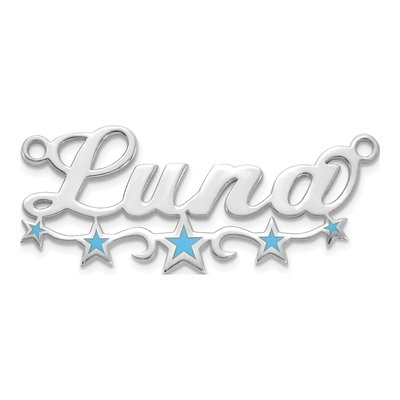 14K White Gold Personalized Name Plate Pendant