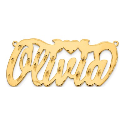 Gold-Plated Sterling Silver Personalized Heart Name Plate Pendant