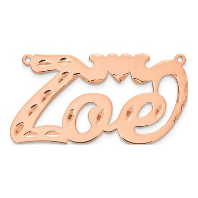 14K Rose Gold Diamond-Cut Heart Name Plate Pendant – view 2