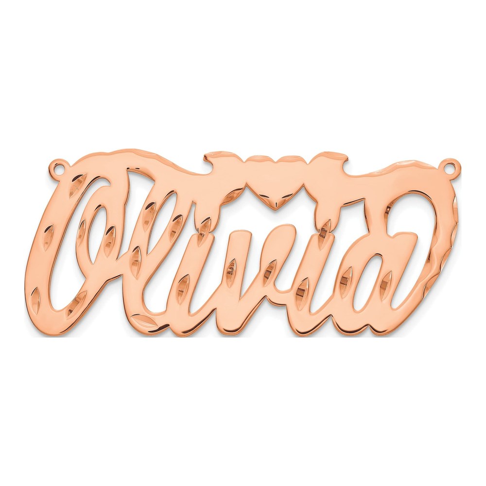 Sterling Silver/rose-Plated Diamond-Cut Heart Name Plate