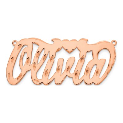 Rose Gold-Plated Sterling Silver Personalized Heart Name Plate Pendant