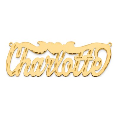 14K Yellow Gold Personalized Heart Name Plate Pendant – view 5