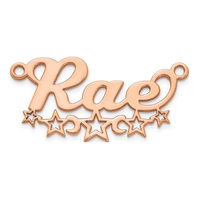 14K Rose Gold Cut-Out Stars Name Plate Pendant – view 2