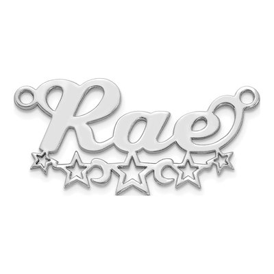 14K White Gold Cut-Out Stars Nameplate Pendant – view 2