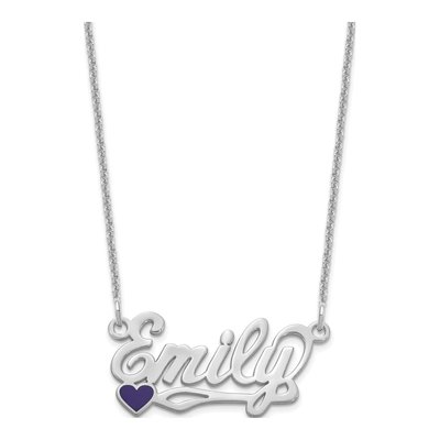 14K White Gold Personalized Heart Name Plate Pendant – view 5