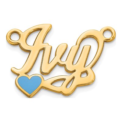 14K Yellow Gold Epoxy Heart Name Plate Pendant – view 2