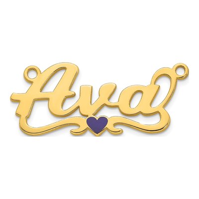 14K Yellow Gold Personalized Heart Name Plate Pendant – view 2