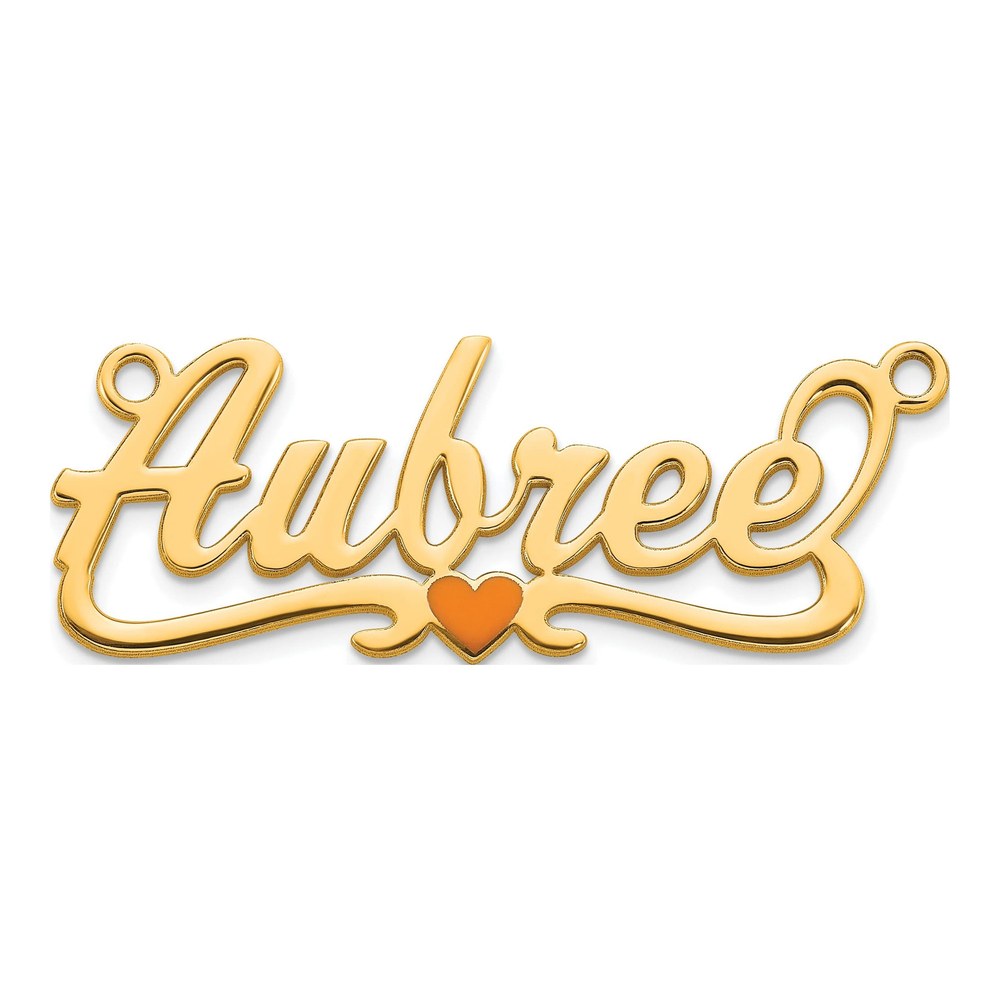 14K Yellow Gold Epoxy Heart Name Plate