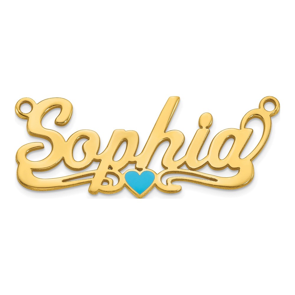 Sterling Silver/gold-Plated Epoxy Heart Name Plate