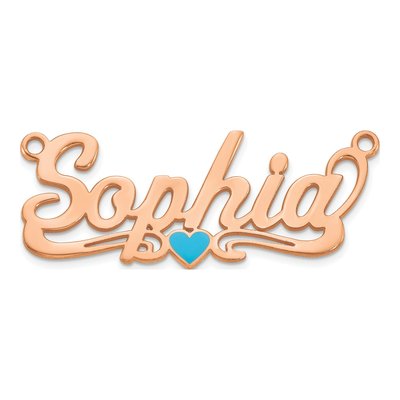 14K Rose Gold Personalized Heart Name Plate Pendant