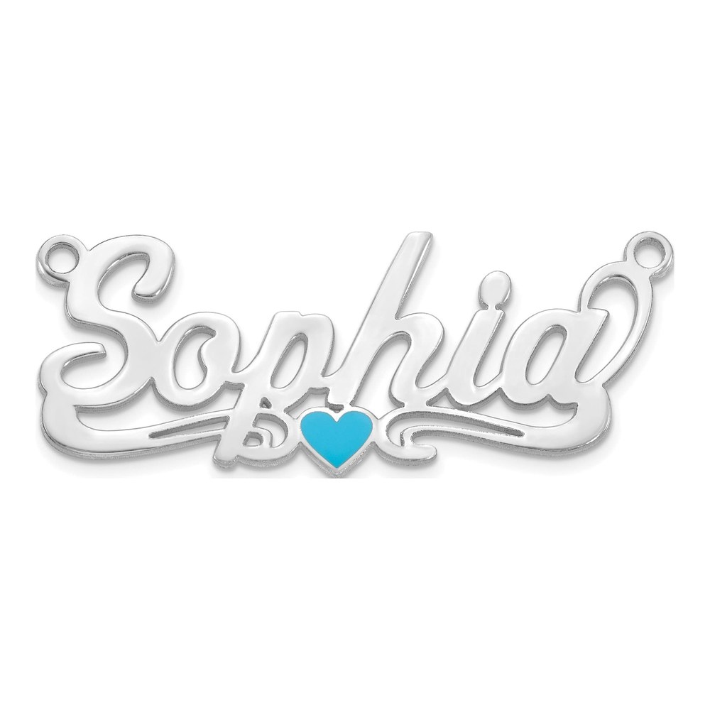Sterling Silver/rhodium-Plated Epoxy Heart Name Plate
