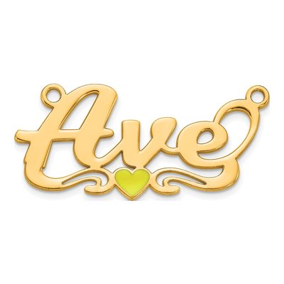 14K Yellow Gold Personalized Heart Name Plate Pendant – view 2
