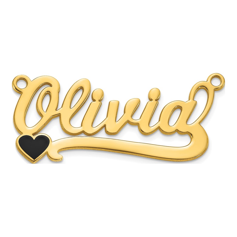 Sterling Silver/gold-Plated Epoxy Heart Name Plate