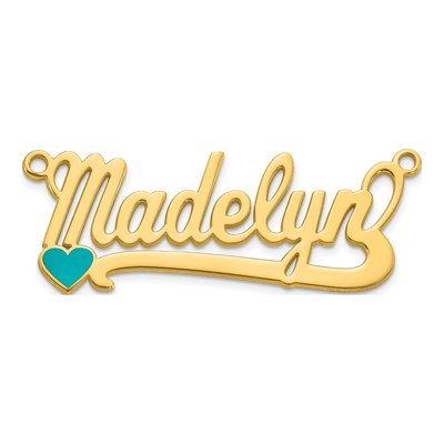 14K Yellow Gold Personalized Heart Name Plate Pendant – view 3