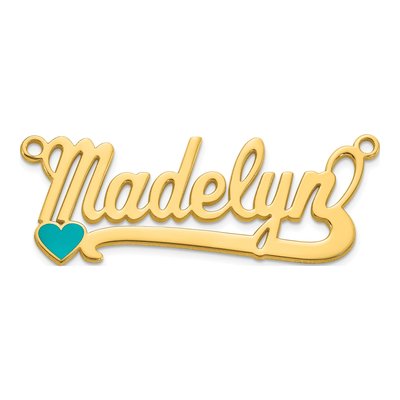 14K Yellow Gold Personalized Heart Name Plate Pendant – view 4