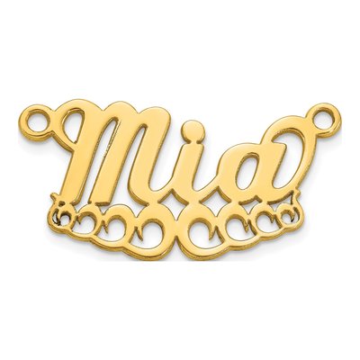 14K Yellow Gold Wave Name Plate Pendant – view 2