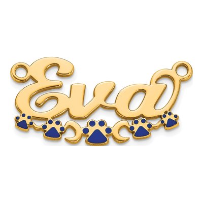 Gold-Plated Sterling Silver Personalized Paw Print Name Plate Pendant – view 2