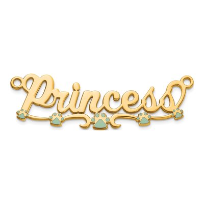 Gold-Plated Sterling Silver Personalized Paw Print Name Plate Pendant – view 4