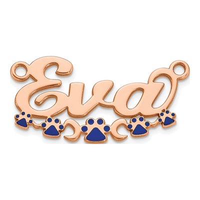 14K Rose Gold Personalized Paw Print Name Plate Pendant – view 2
