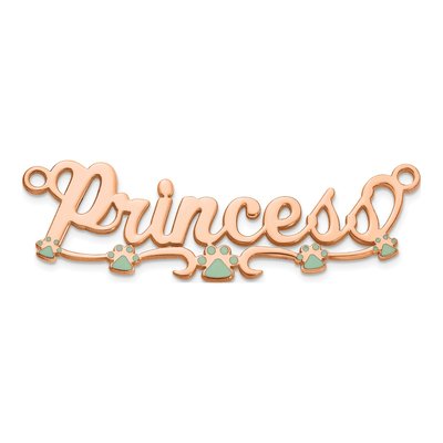 Rose Gold-Plated Sterling Silver Personalized Paw Print Name Plate Pendant – view 4