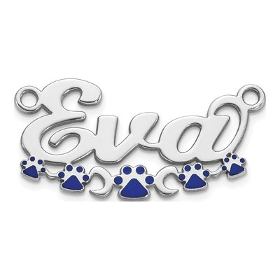Sterling Silver Personalized Paw Print Name Plate Pendant – view 2