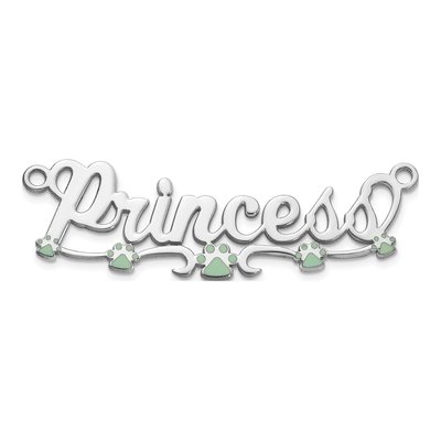 Sterling Silver Personalized Paw Print Name Plate Pendant – view 3