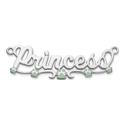 Sterling Silver Personalized Paw Print Name Plate Pendant – view 4