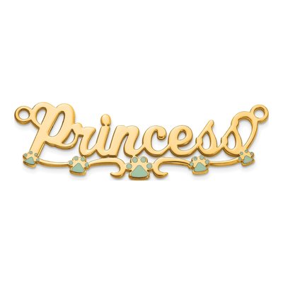 14K Yellow Gold Paw Print Name Plate Pendant – view 3