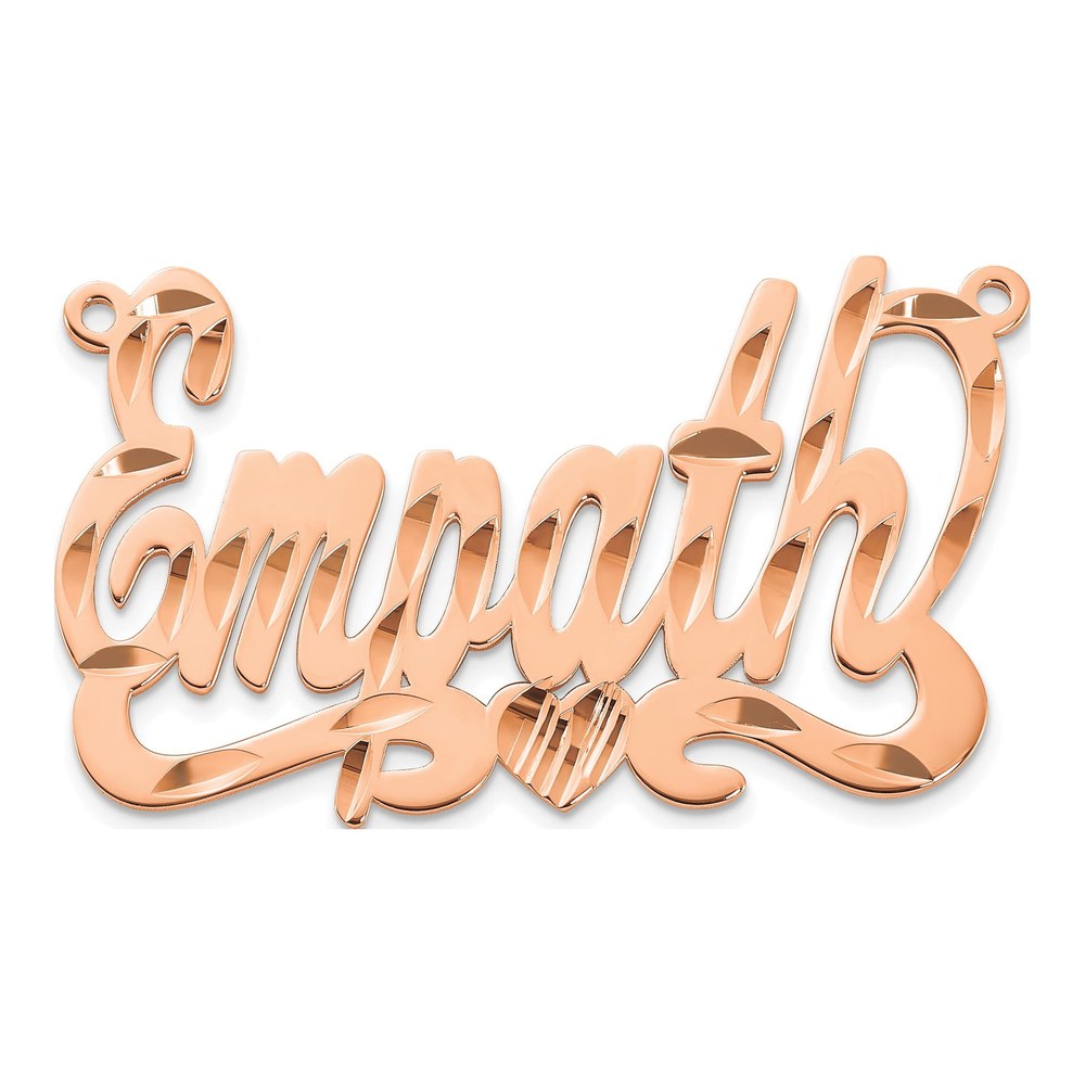 Sterling Silver/rose-Plated Diamond-Cut Heart Name Plate