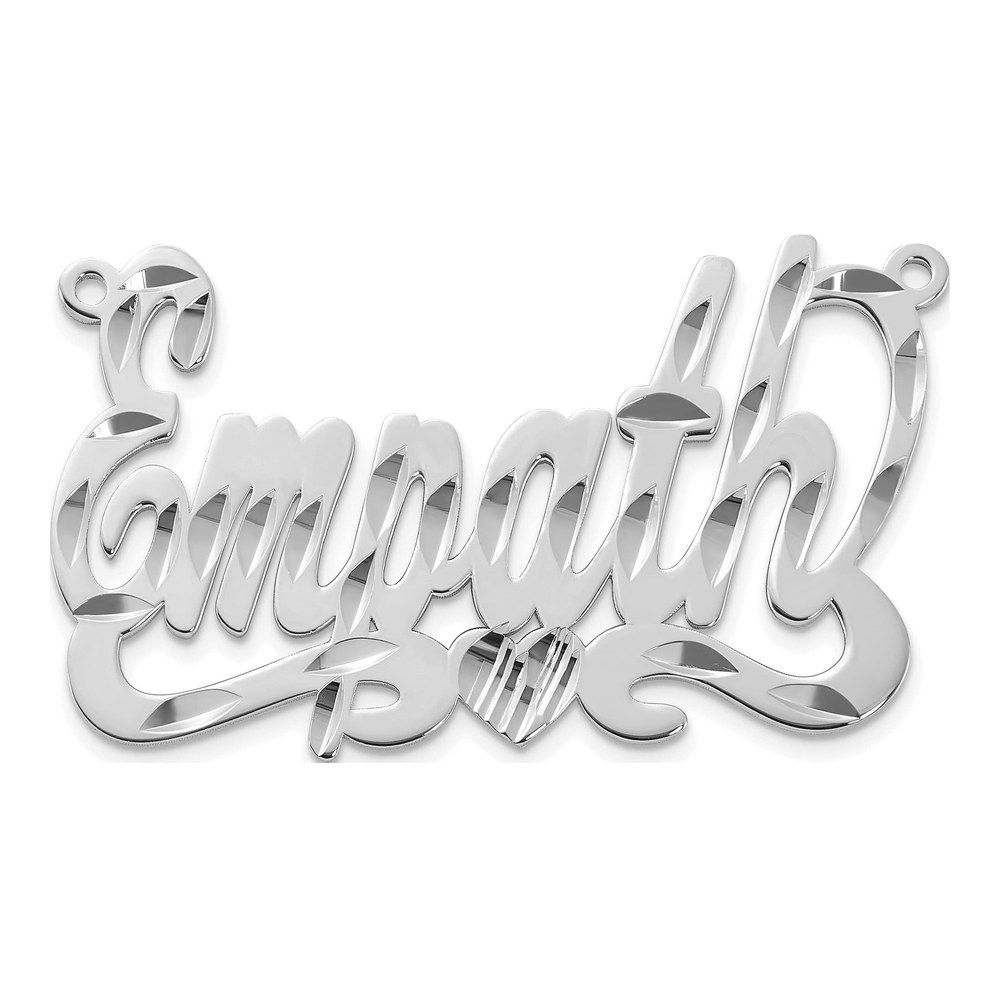 Sterling Silver/rhodium-Plated Diamond-Cut Heart Name Plate