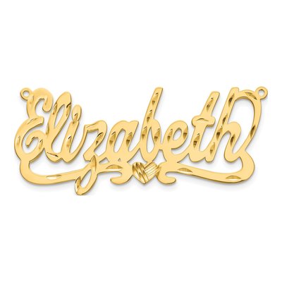 14K Yellow Gold Personalized Heart Name Plate Pendant – view 4