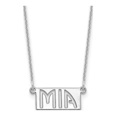 14K White Gold Personalized Name Bar Necklace