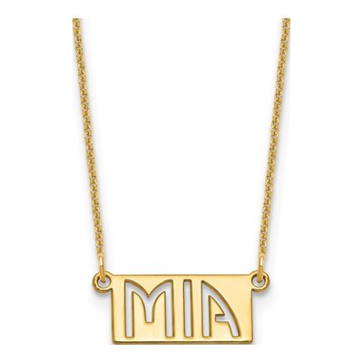 14K Yellow Gold Cut-Out Name Bar Necklace